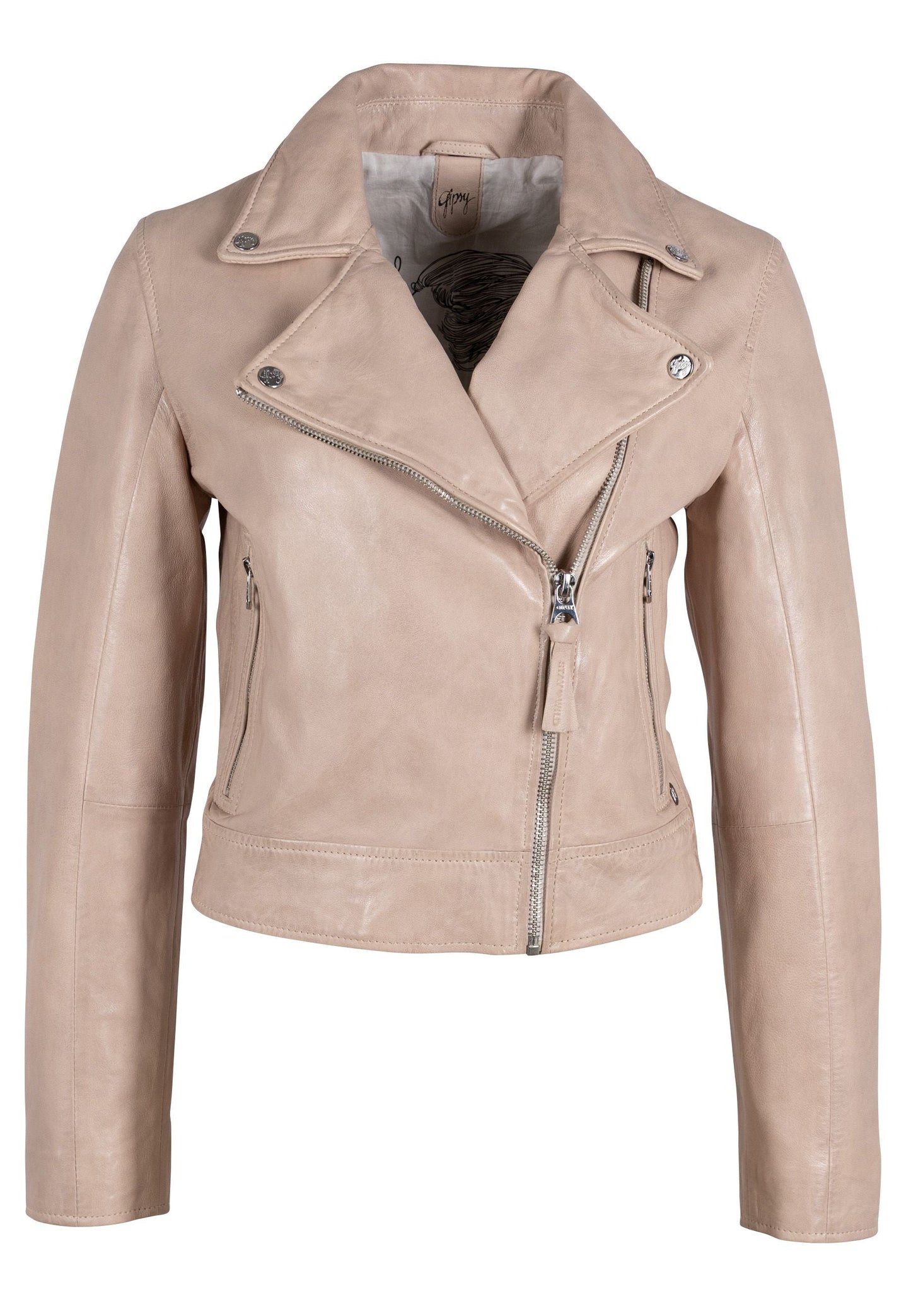 Julene RF Leather Jacket, Beige