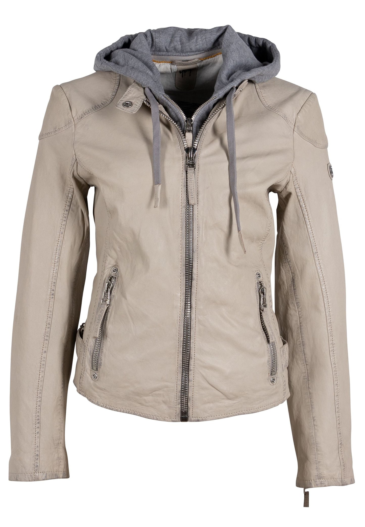 Finja RF Leather Jacket, Light Beige