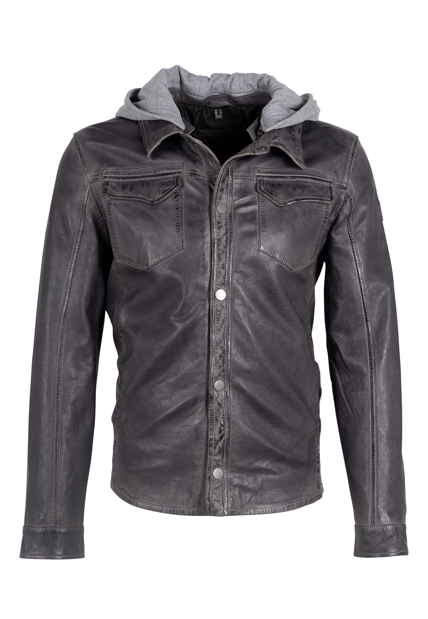 Jase RF Leather Jacket, Grey