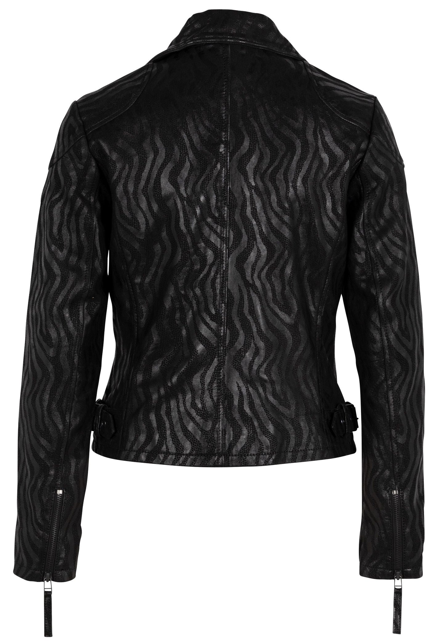 Vicki RF Leather Jacket, Black Zebra