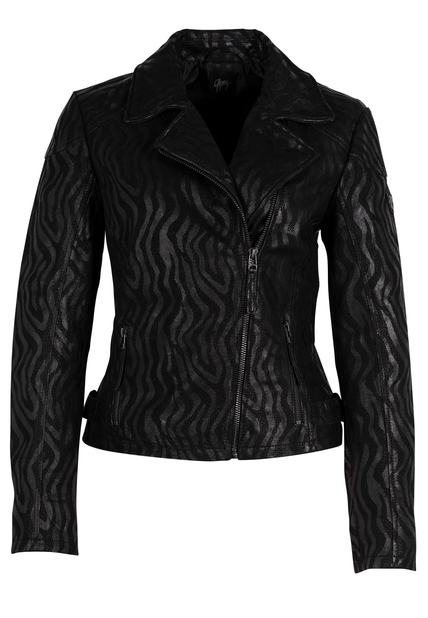 Vicki RF Leather Jacket, Black Zebra