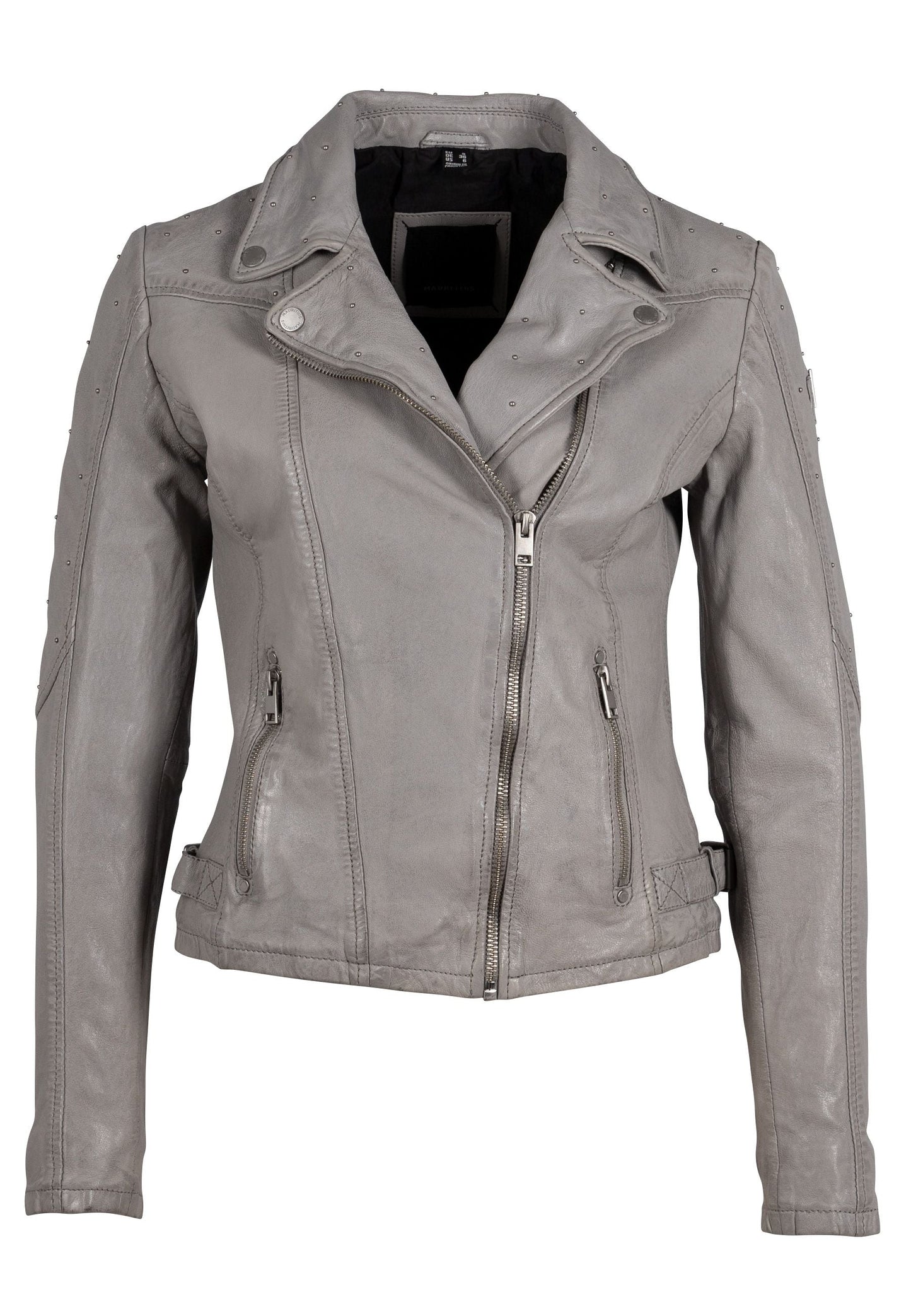 Aleeza RF Leather Jacket, Light Grey