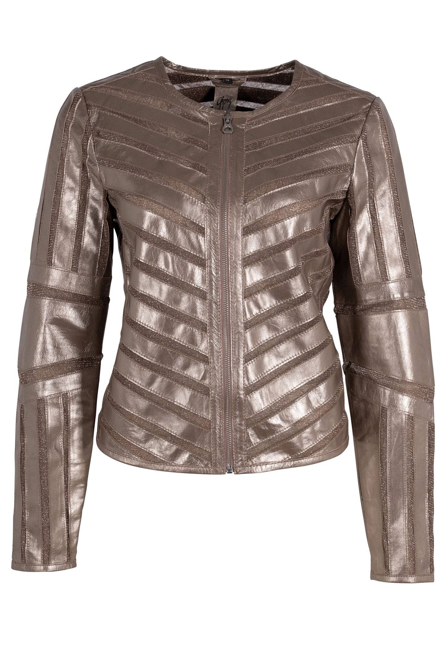 Yula RF Leather Jacket, Silver