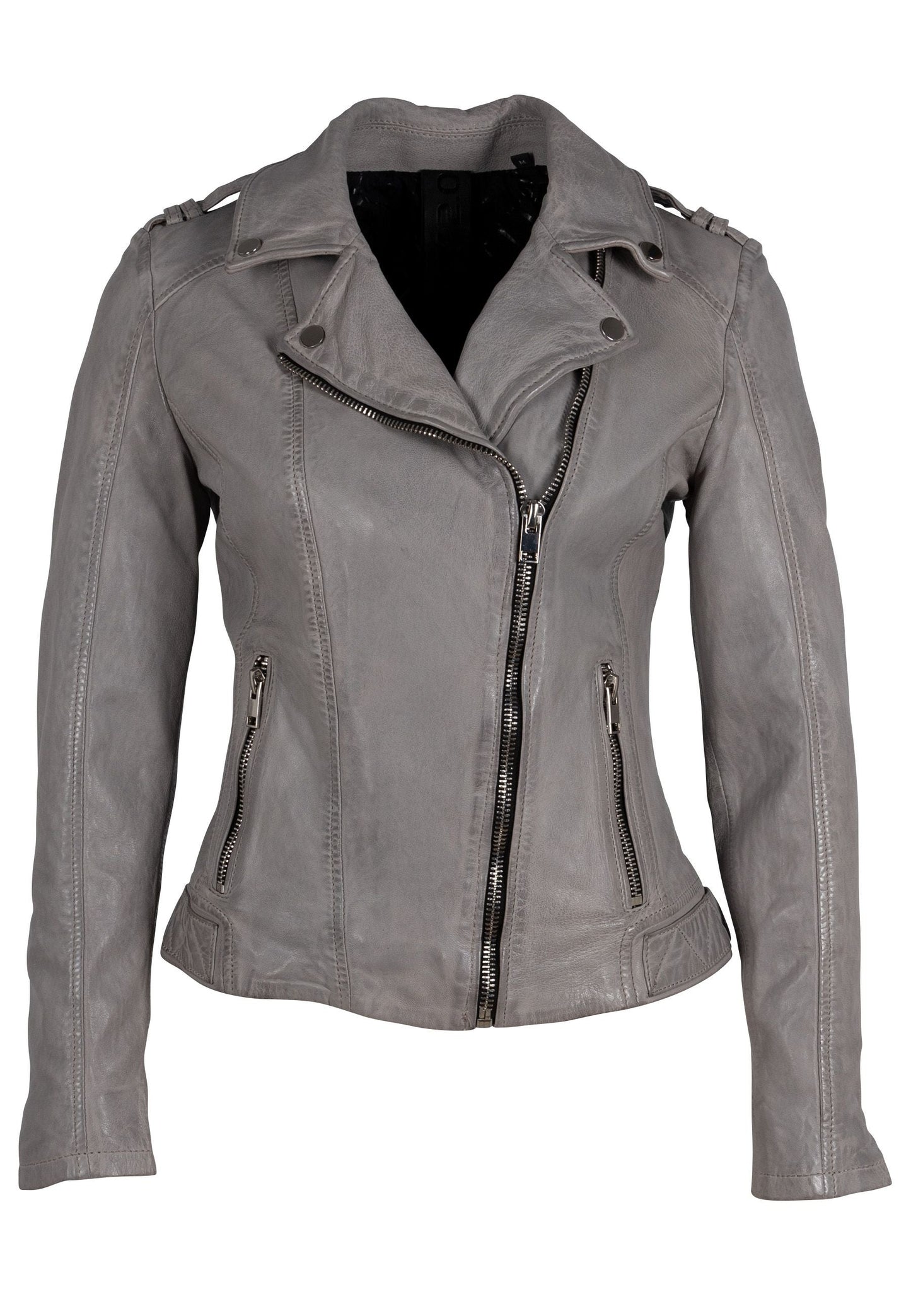 Narin RF Leather Jacket, Light Grey