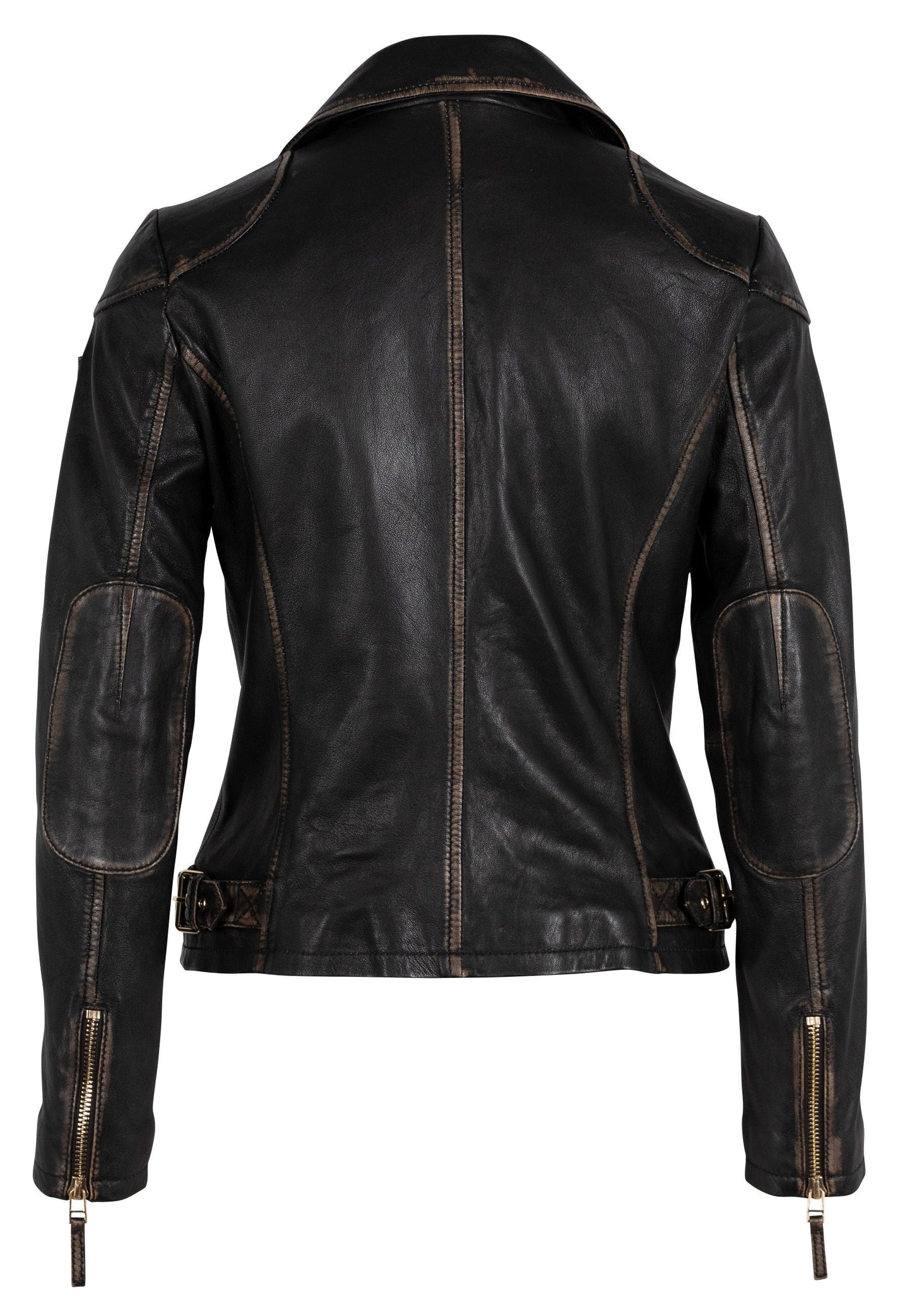 Peggie RF Leather Jacket, Black Beige