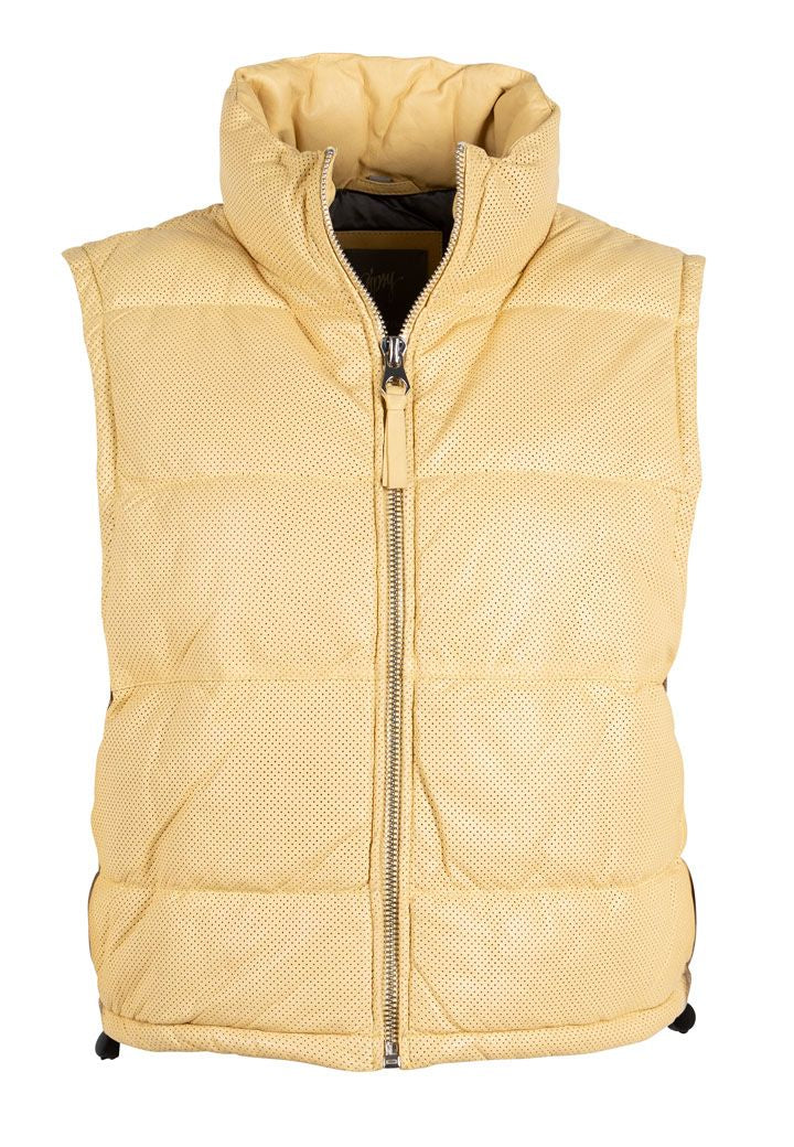 Ellice OS Leather Vest, Light Yellow