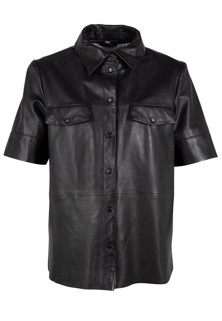 Lotta CF Leather T-Shirt, Black