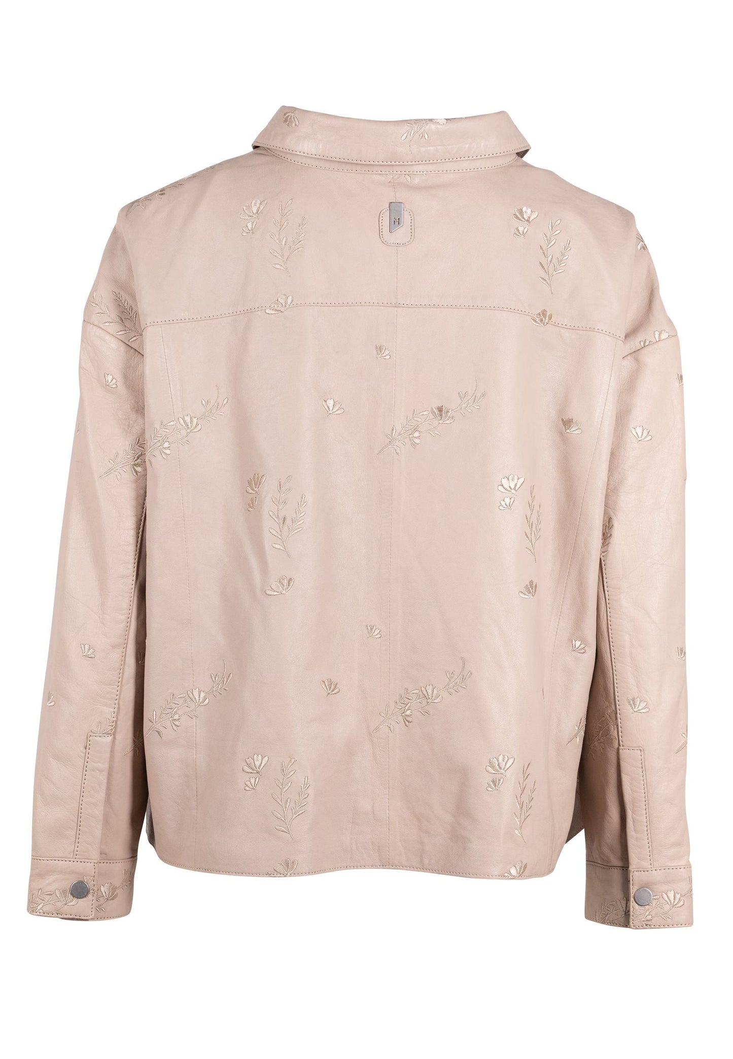 Lauren OS Leather Jacket, Ivory/Taupe