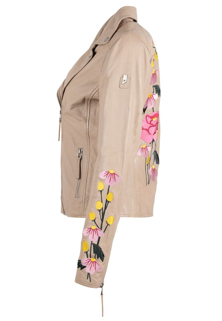 Peonie RF Leather Jacket, Light Beige