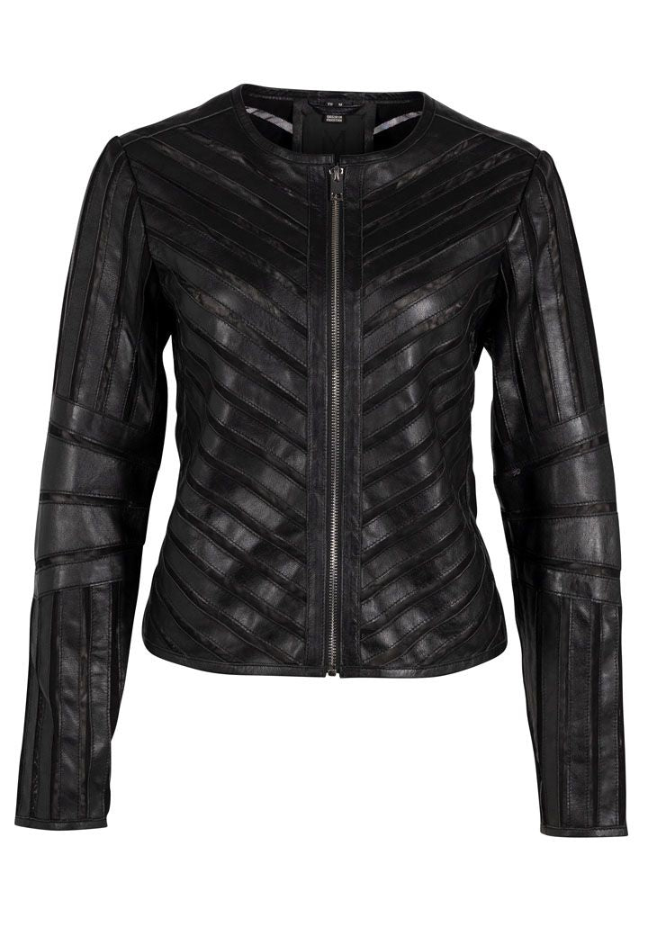 Tila RF Leather Jacket, Black