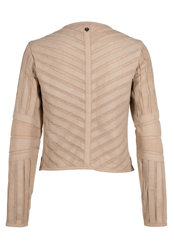 Tila RF Leather Jacket, Beige