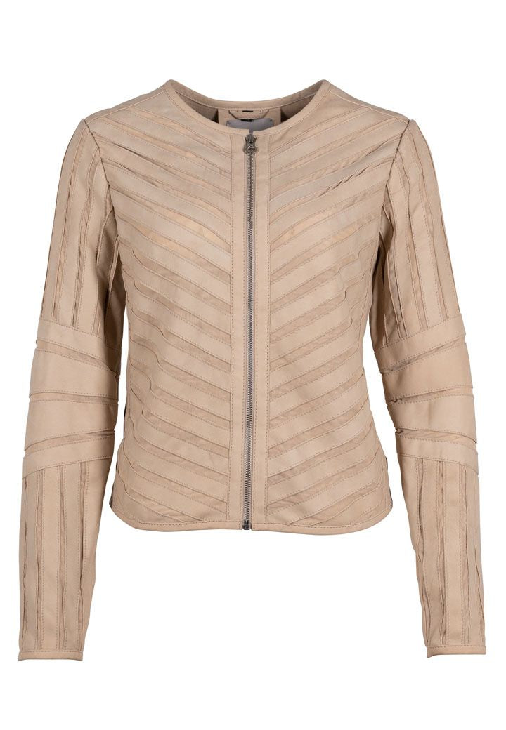 Tila RF Leather Jacket, Beige