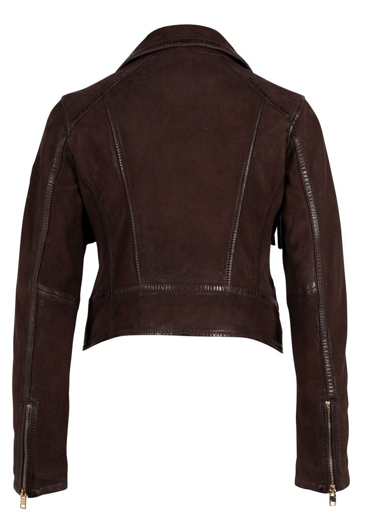 Fanny RF Leather Jacket, Dark Brown