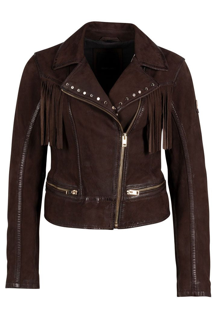 Fanny RF Leather Jacket, Dark Brown