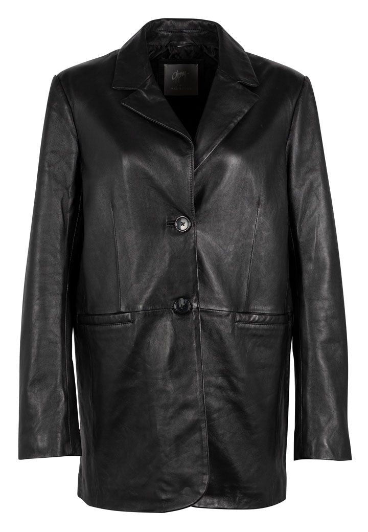 Lieke CF Leather Blazer, Black