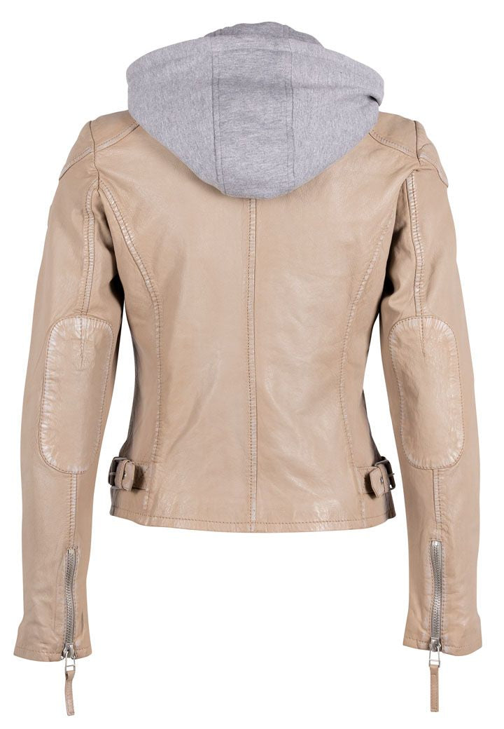 Finja RF Leather Jacket, Light Taupe