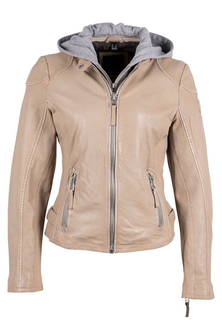 Finja RF Leather Jacket, Light Taupe