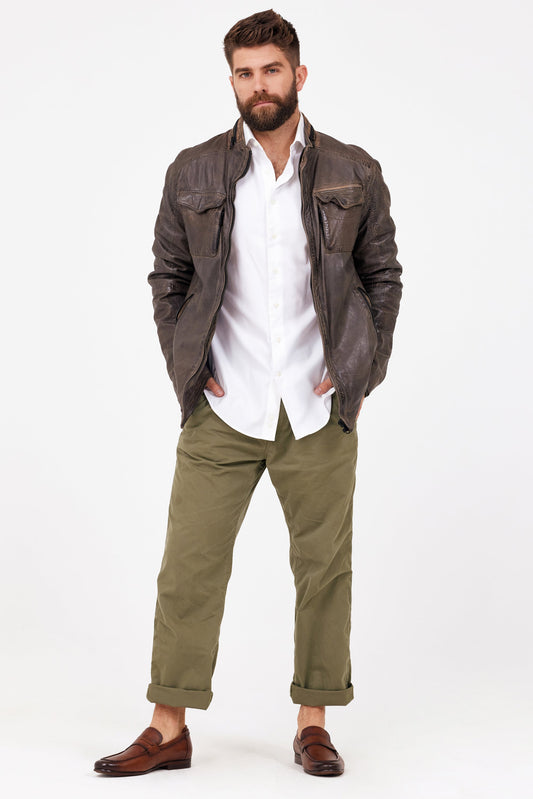 Cove RF Leather Jacket, Elephant