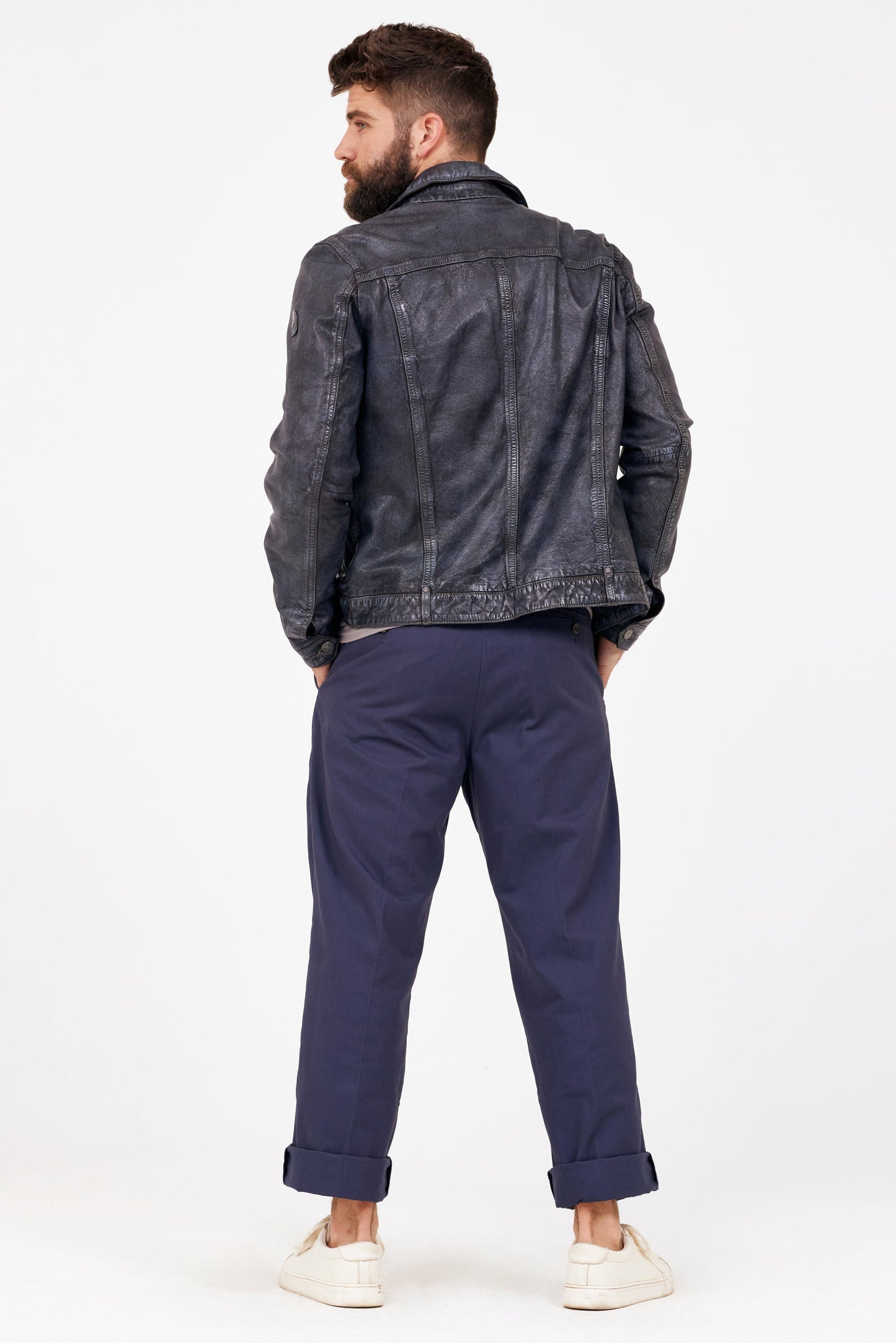 Geoff RF Leather Jacket, Anthracite