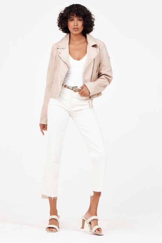 Julene RF Leather Jacket, Beige