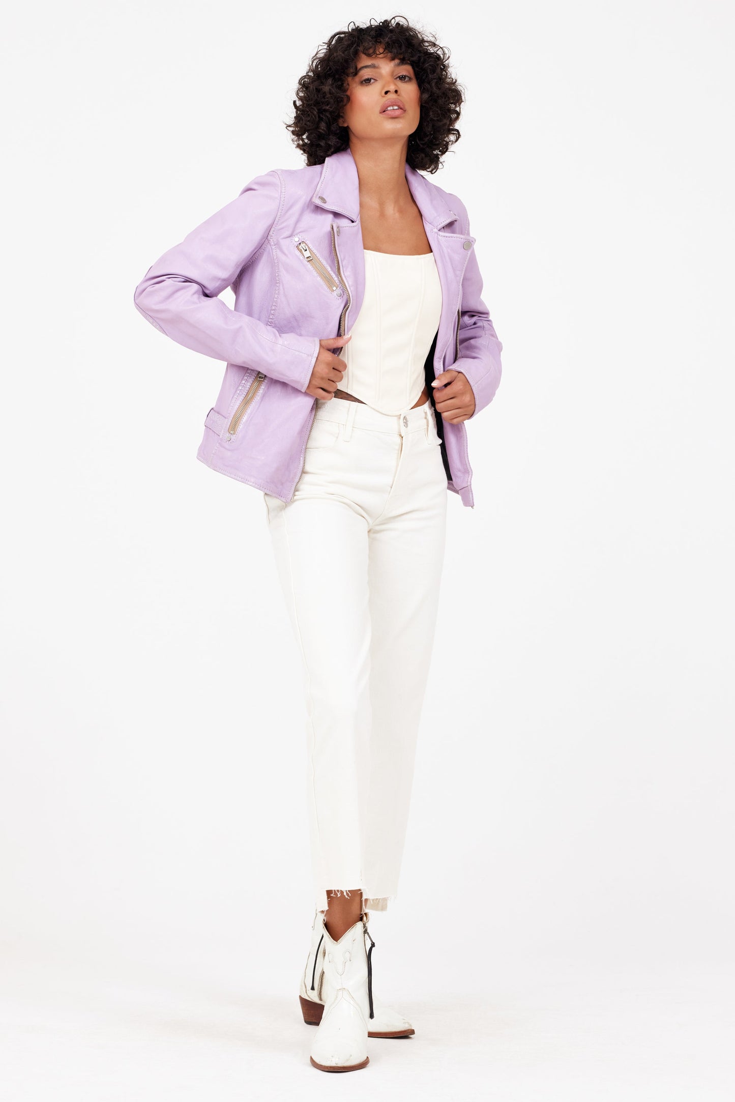 Sofia RF Leather Jacket, Digital Lavender