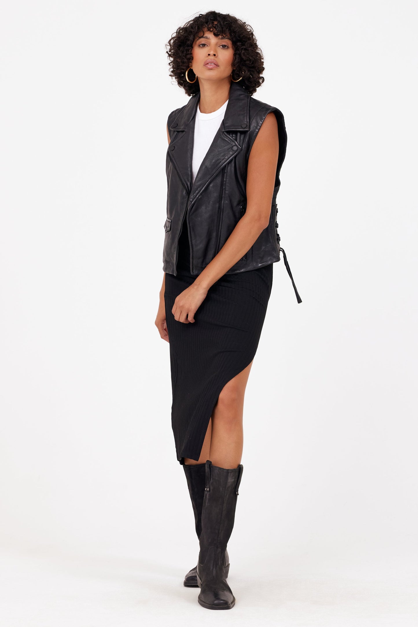 Lovy RF Leather Vest, Black