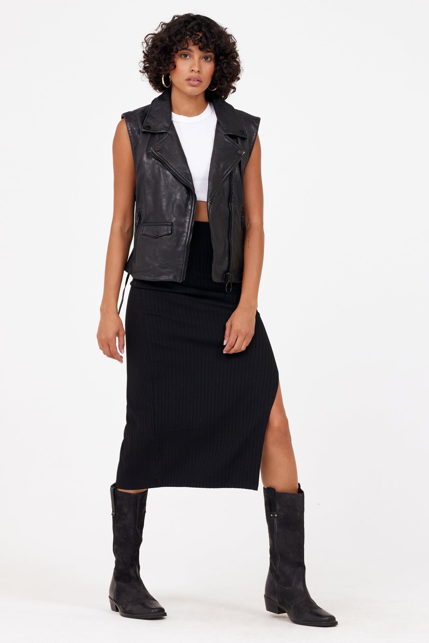 Lovy RF Leather Vest, Black