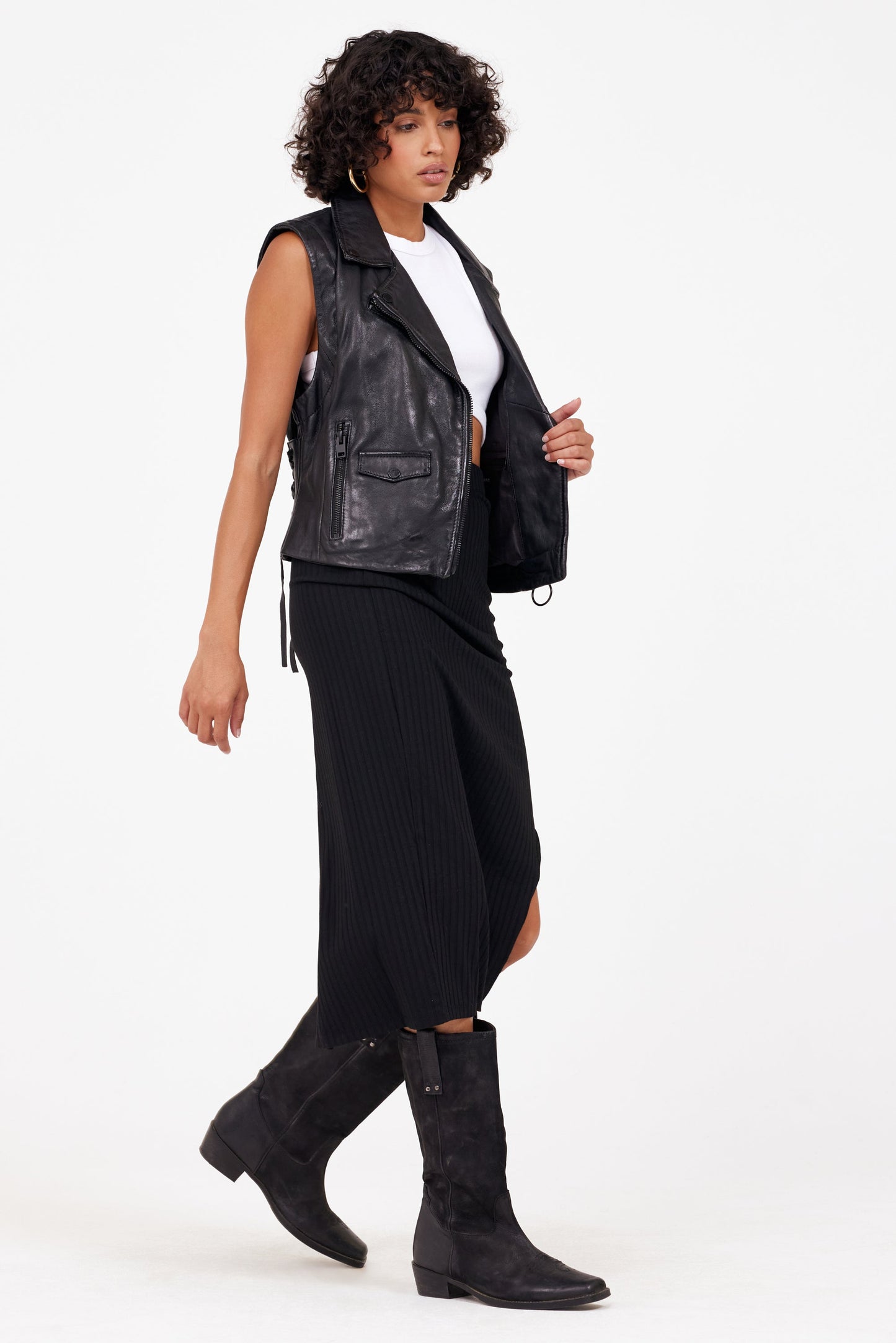 Lovy RF Leather Vest, Black