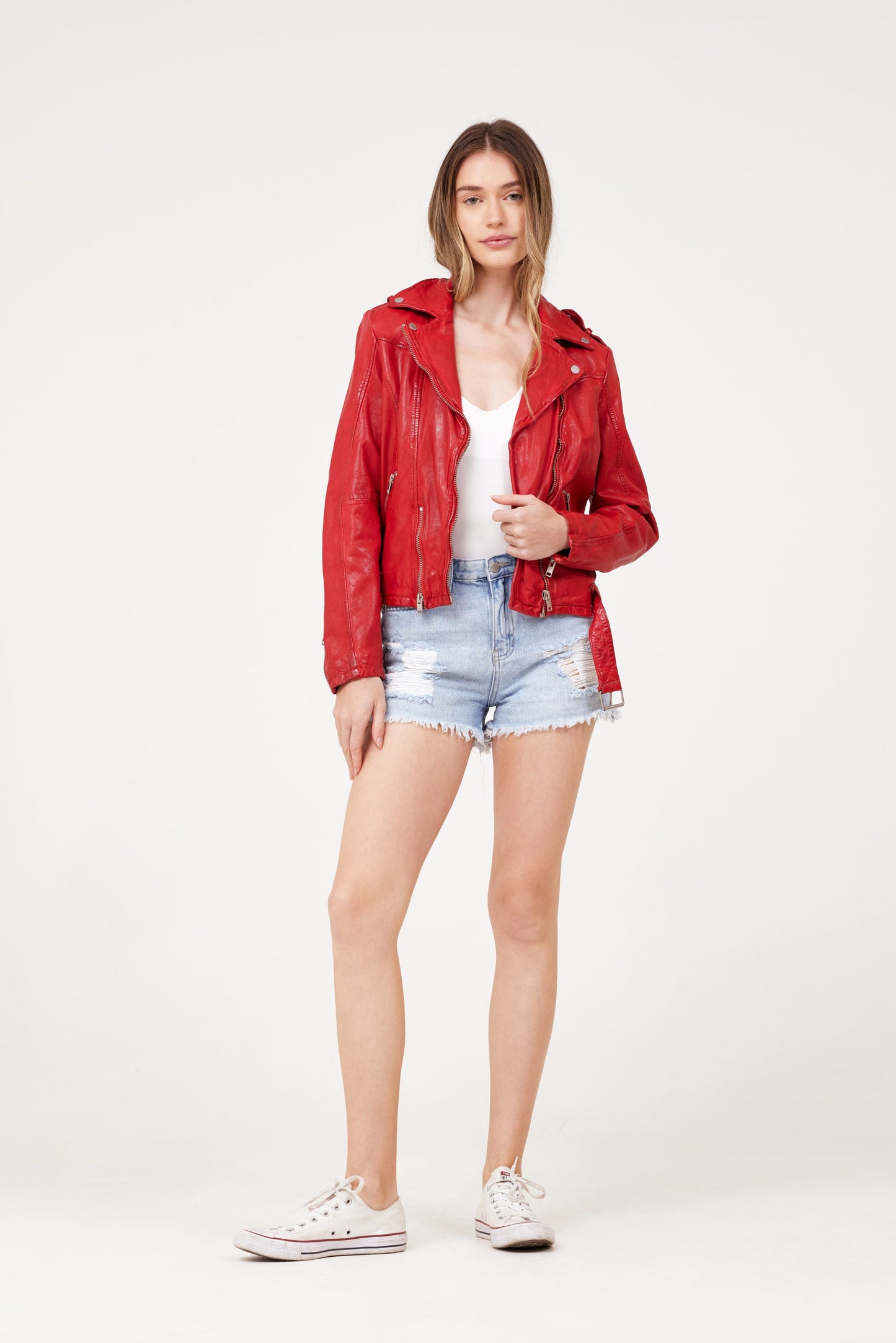 Wild RF Leather Jacket, Lipstick Red