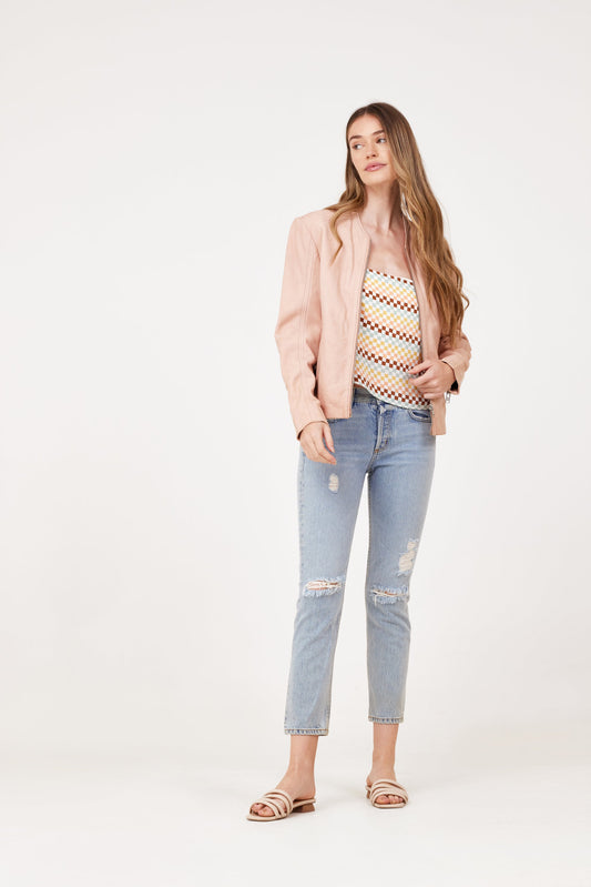 Jennet CF Leather Jacket, Rose