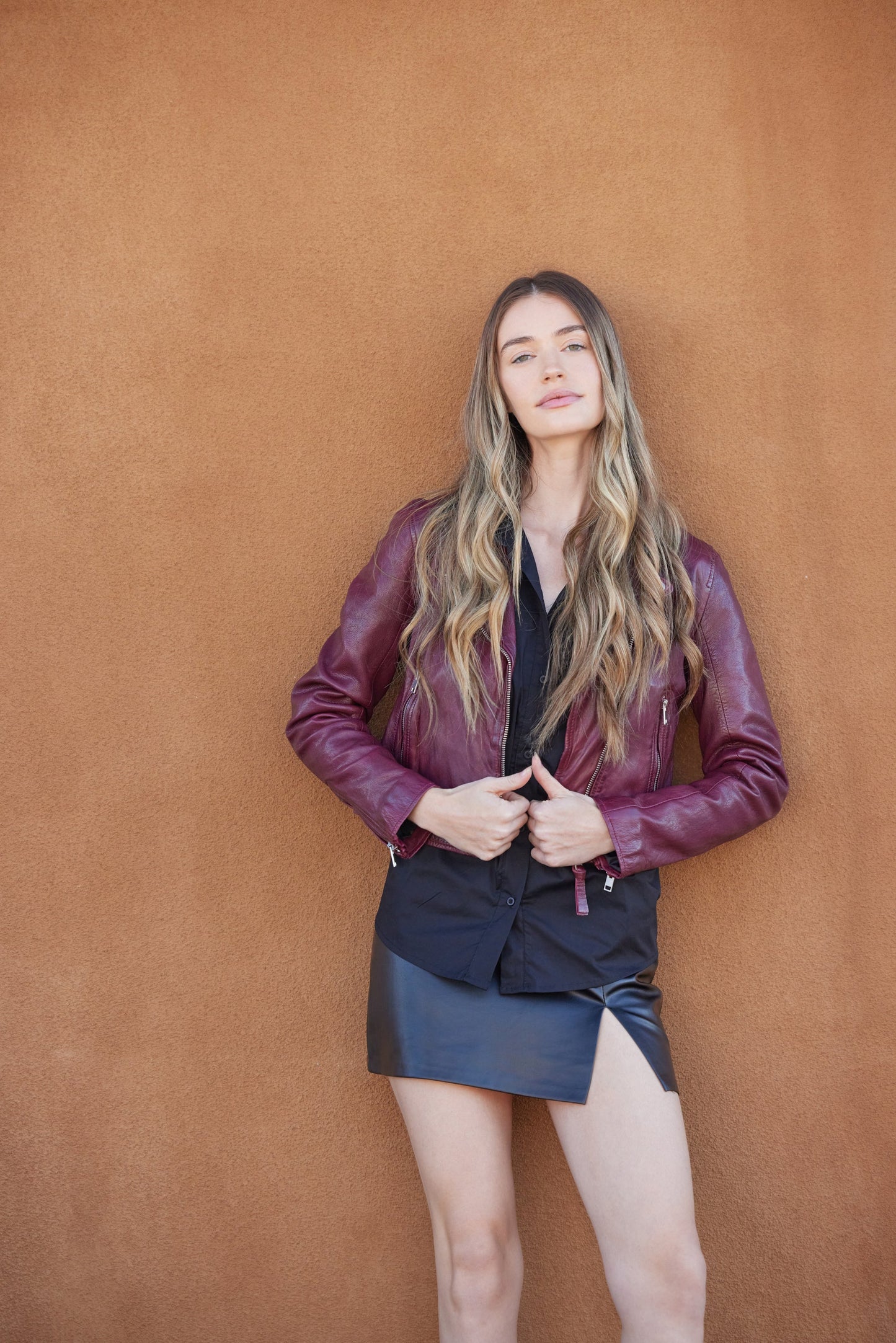 Julene RF Leather Jacket, Wine