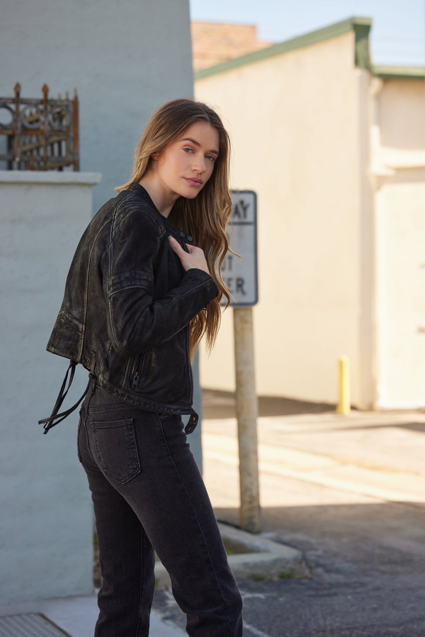 Amyna RF Leather Jacket, Black