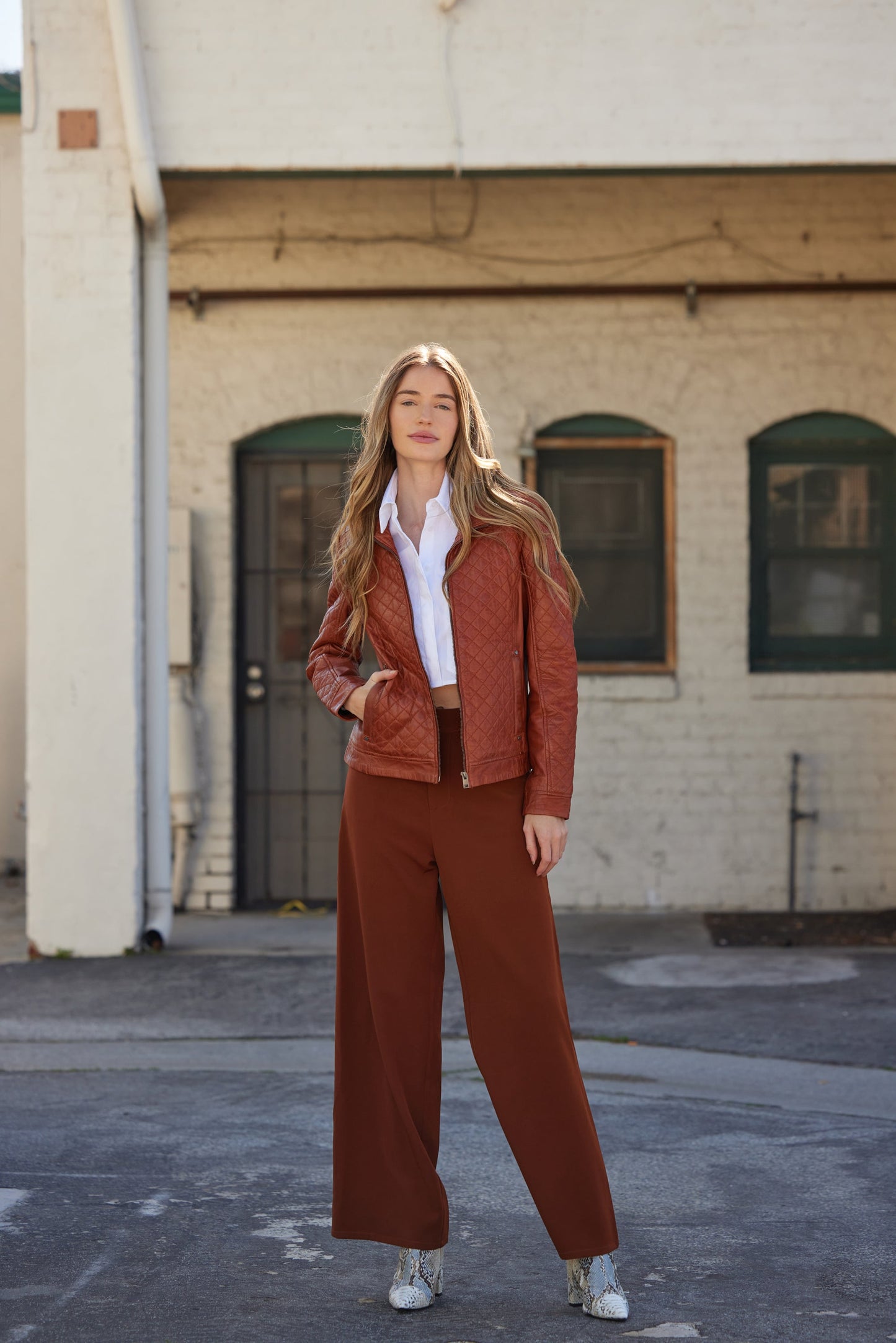 Breana CF Leather Jacket, Burnt Orange