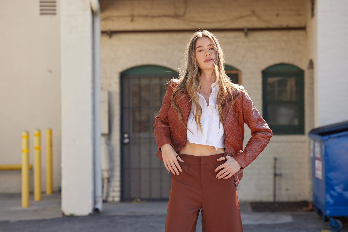 Breana CF Leather Jacket, Burnt Orange