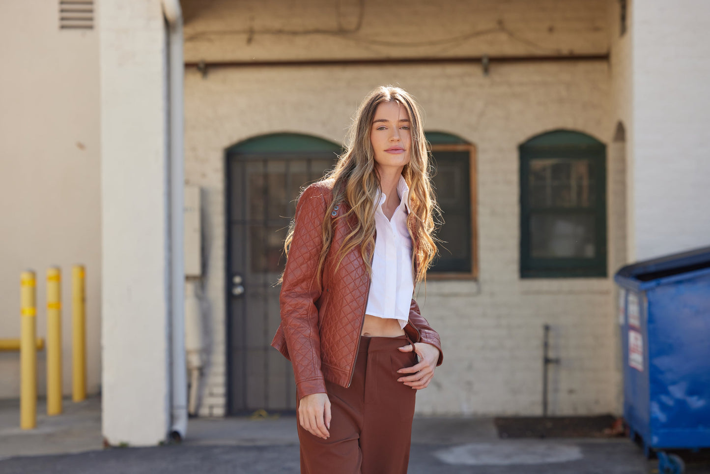 Breana CF Leather Jacket, Burnt Orange