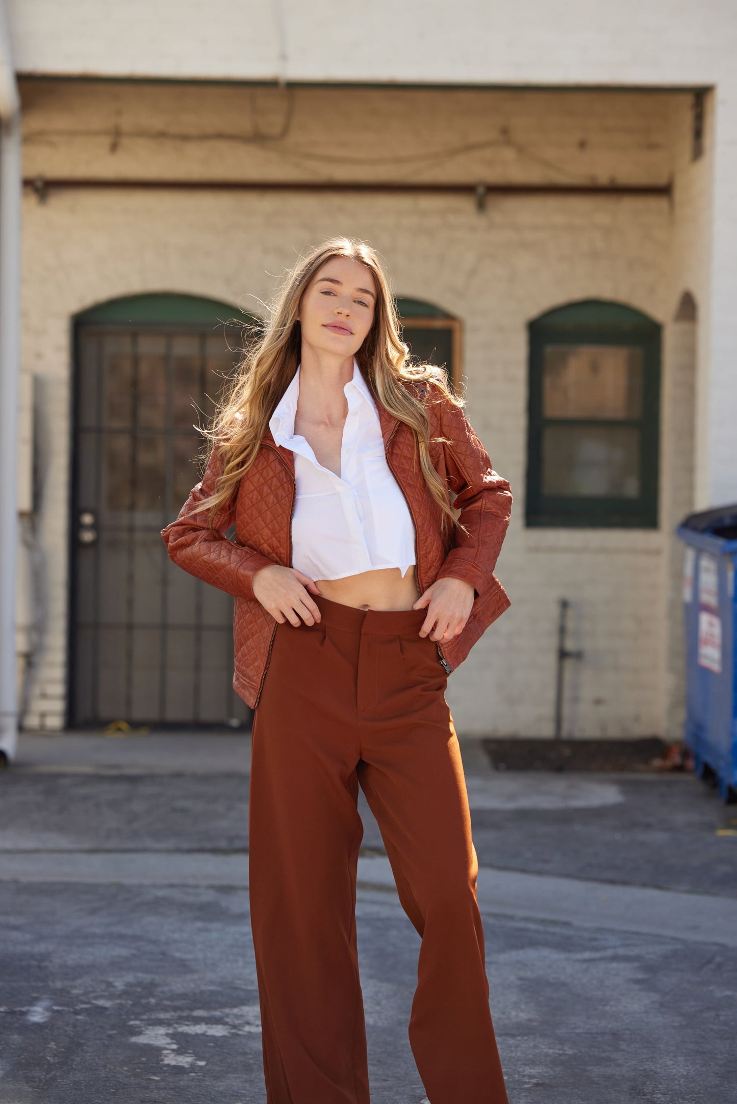 Breana CF Leather Jacket, Burnt Orange