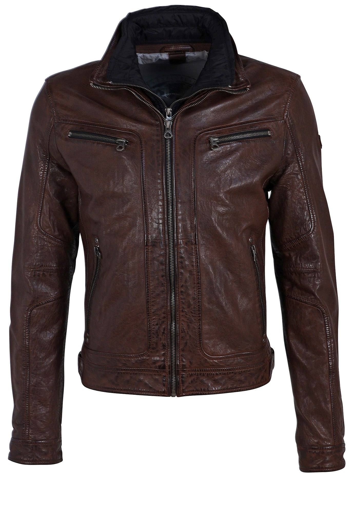 Bain Leather Jacket, Dark Wood