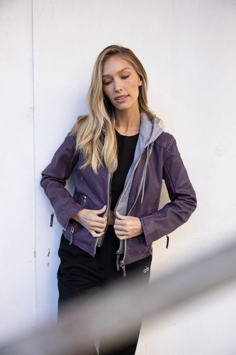 Finja RF Leather Jacket, Purple