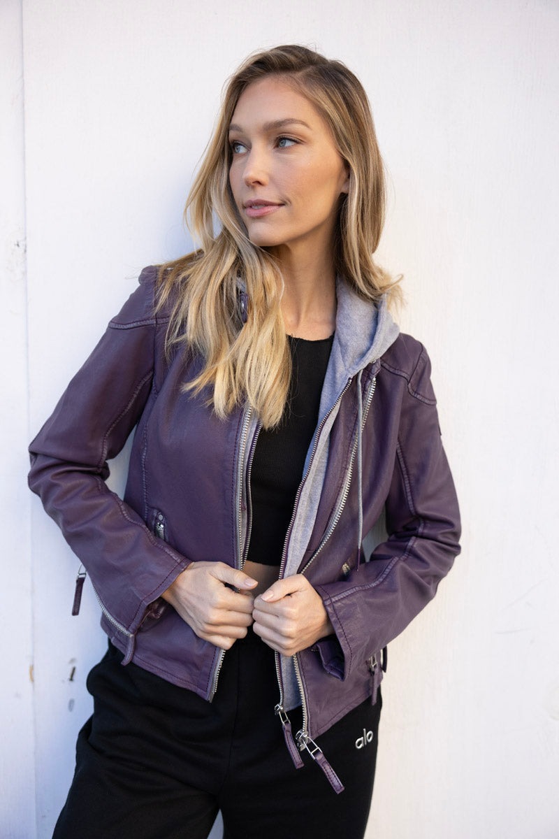 Finja RF Leather Jacket, Purple