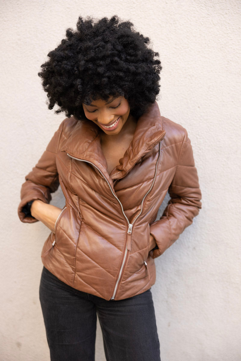 Romea CF Leather Jacket, Cognac