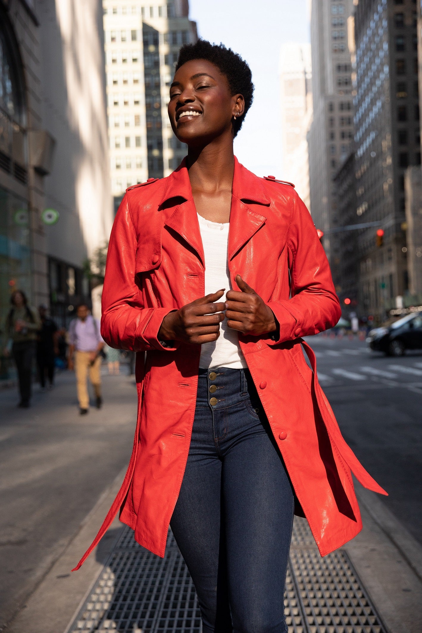 Lailah Leather Jacket, Red