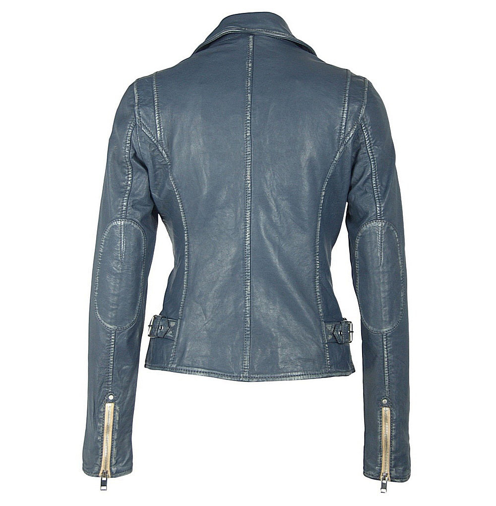 Sofia RF Leather Jacket, Denim Blue