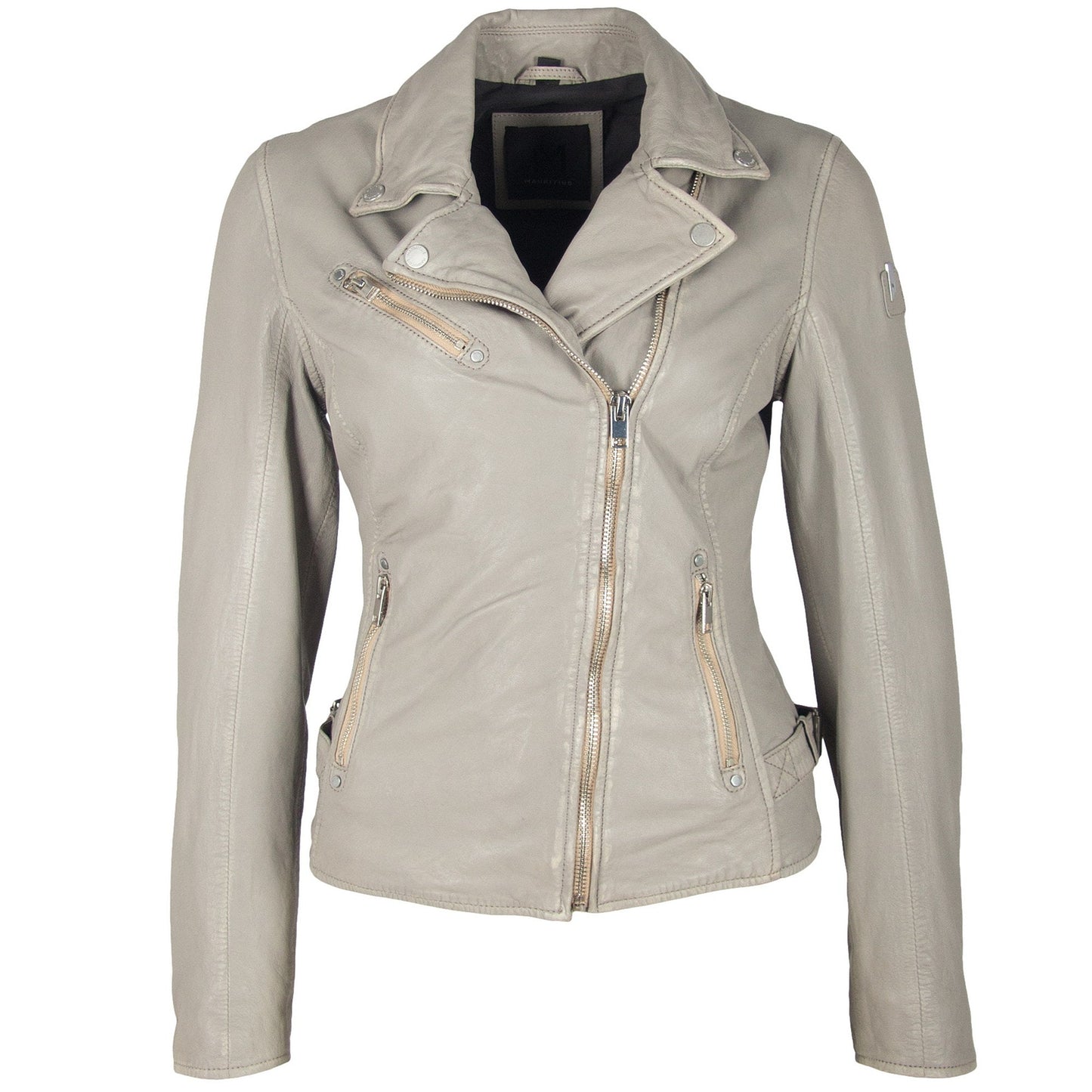 Sofia RF Leather Jacket, Silver Grey