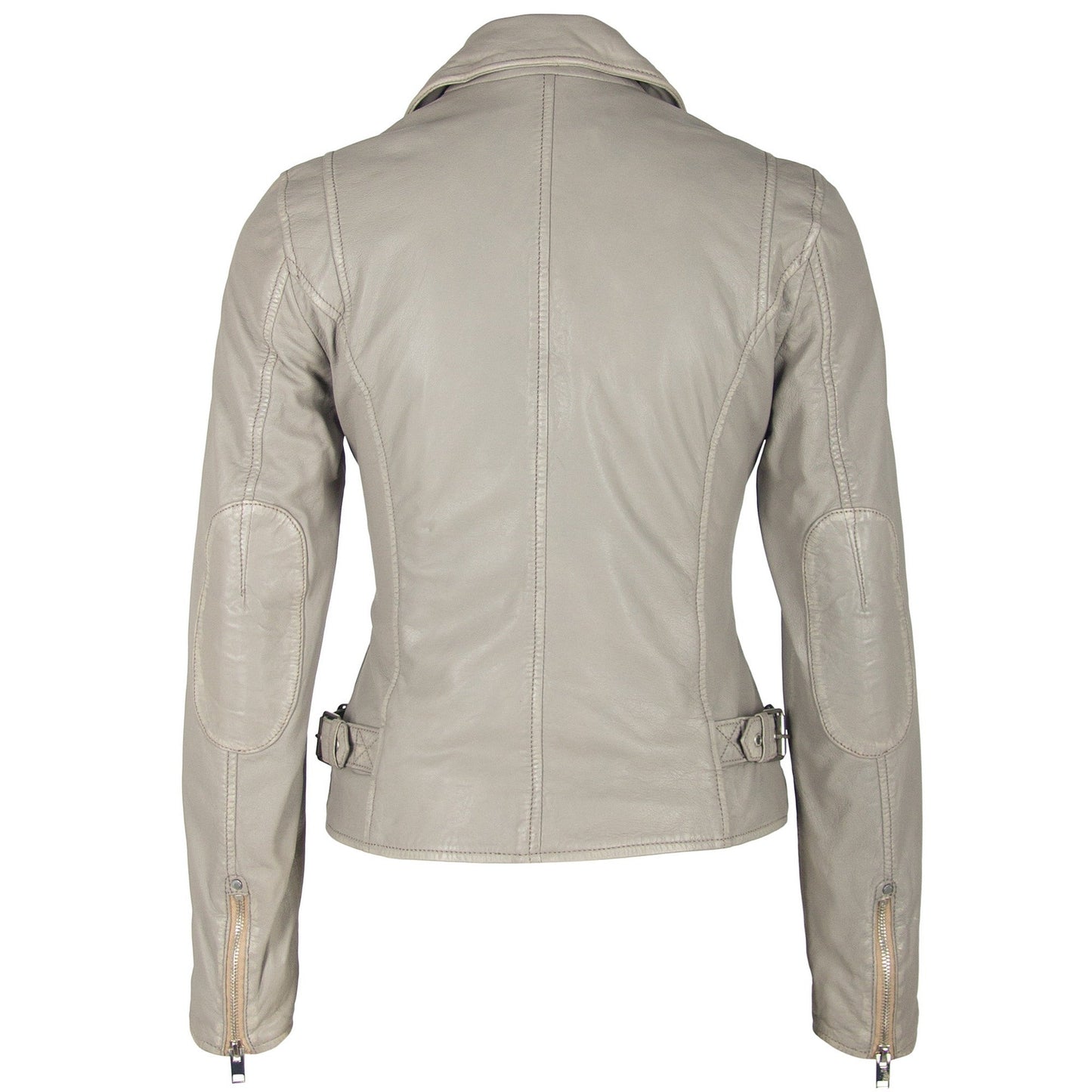 Sofia RF Leather Jacket, Silver Grey