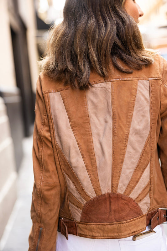 Sunny RF Leather Jacket, Cognac