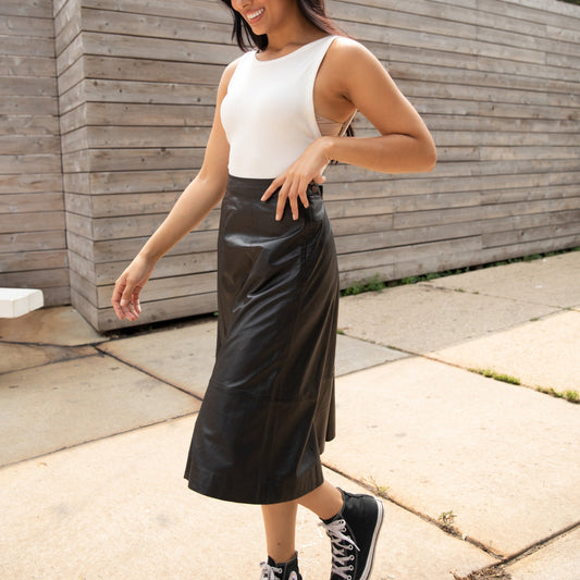 Zaza RF Leather Skirt, Black