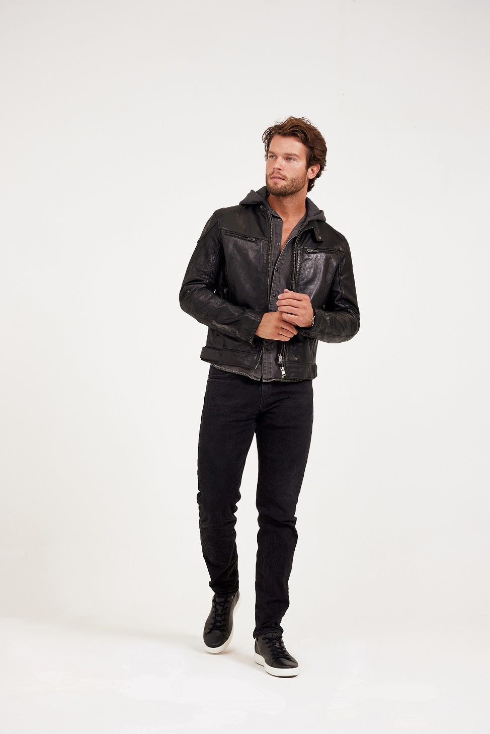 Biko RF Leather Jacket, Black