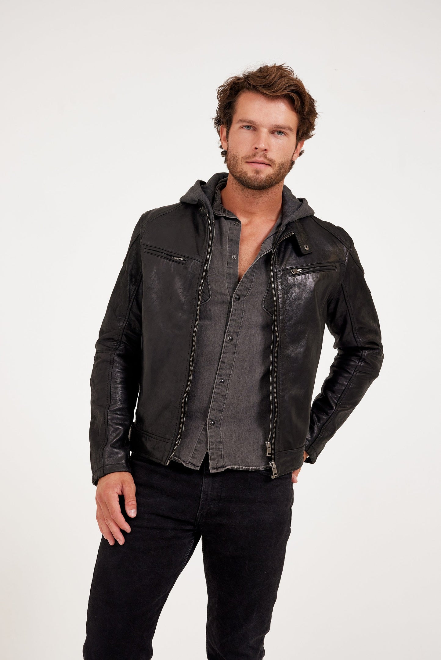 Biko RF Leather Jacket, Black