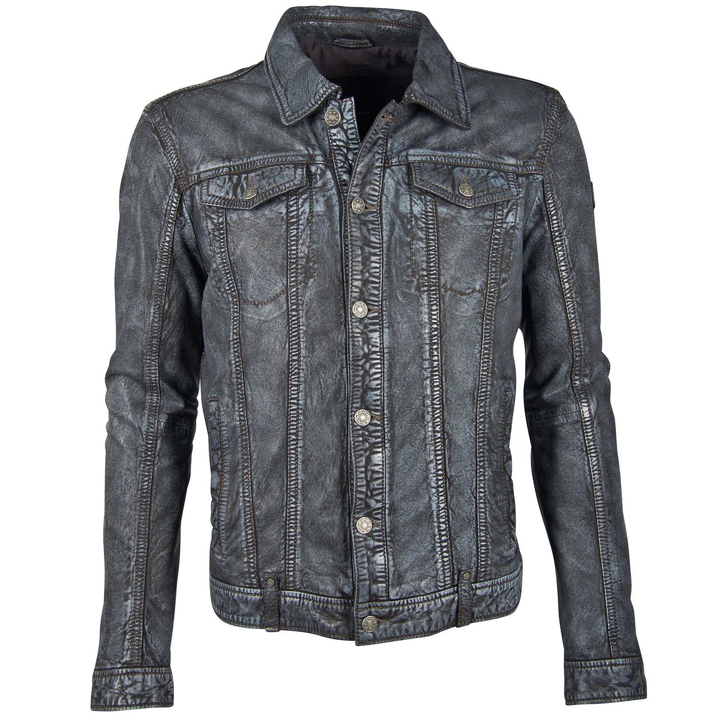 Geoff RF Leather Jacket, Anthracite