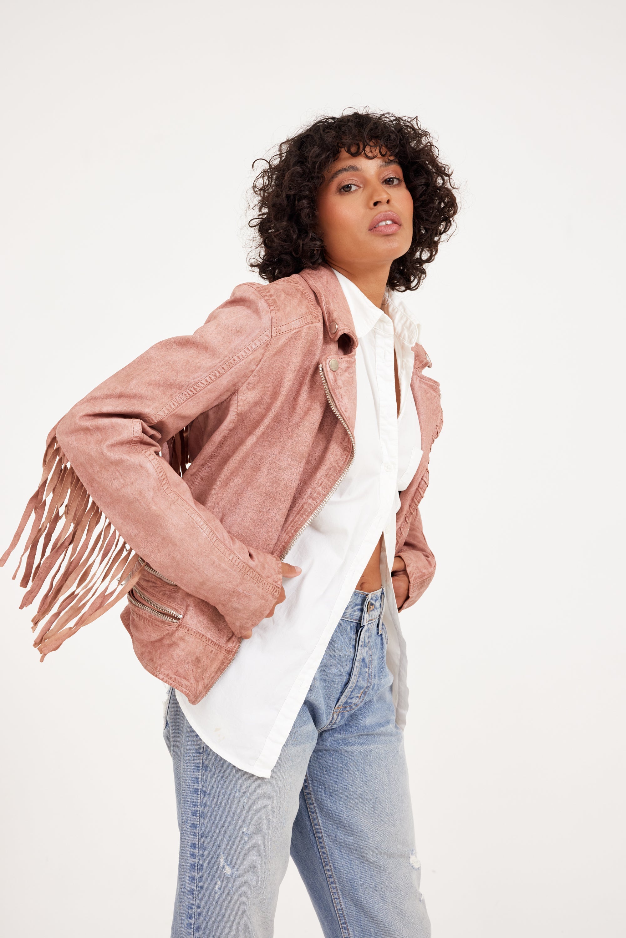 Blush pink moto jacket best sale